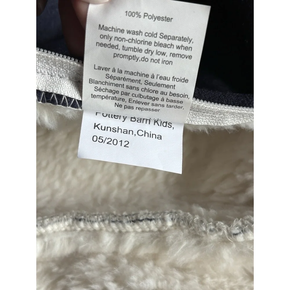 Pottery Barn Kids Anywhere Chair Slipcover 2012 Faux Suede/Fur Navy Blue Regular